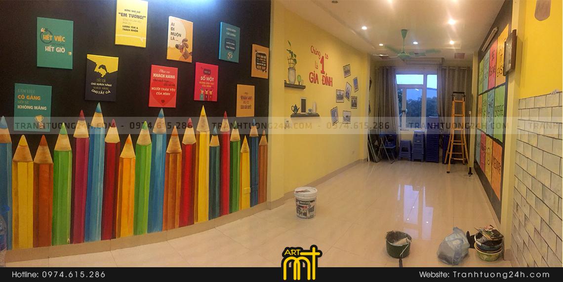 tranh tường văn phòng kết hợp tranh canvas
