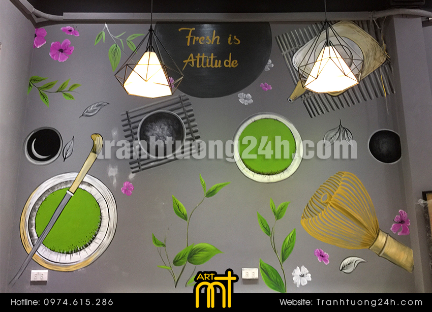 Vẽ tranh tường trà sữa Tocotoco