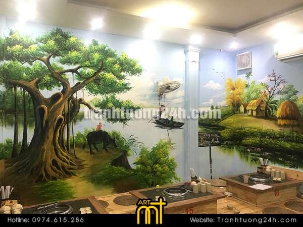 Vẽ Tranh Tường Sơn Thủy, Phong Cảnh Lẩu Nướng Đông Anh