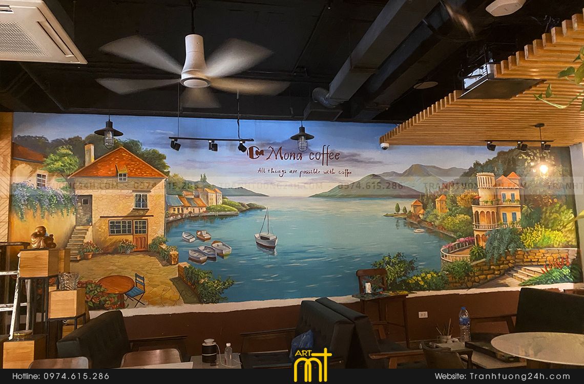 (2021) Tranh tường vẽ cho quán cafe, quán kem, trà chanh 2021