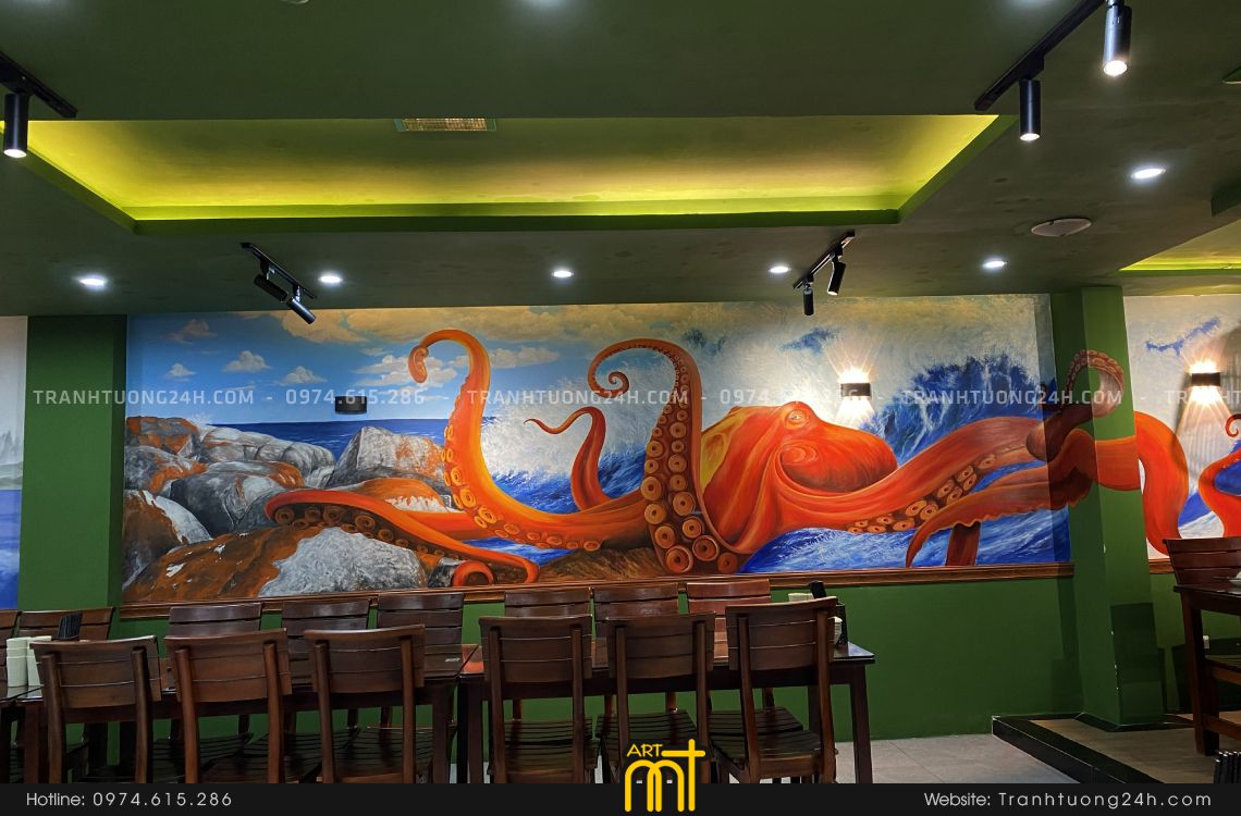 Tranh vẽ quán Hải Sản Hùng Trường Sa