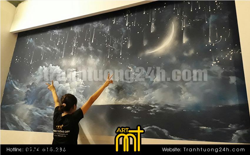 Vẽ tranh tường quán trà sữa Omely