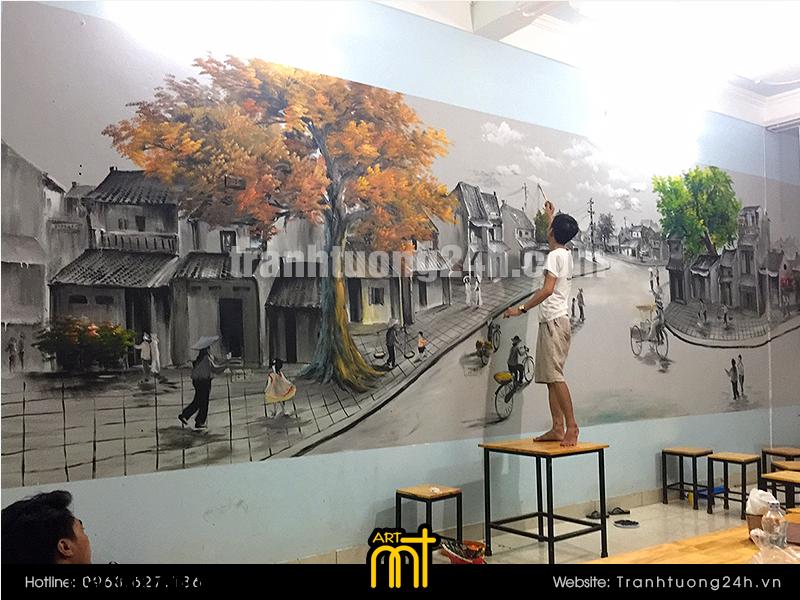 Vẽ tranh tường quán Subin: Trà sữa & Kem