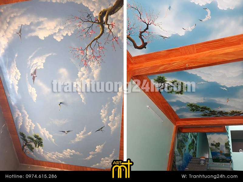 vẽ trần mây 3d đẹp