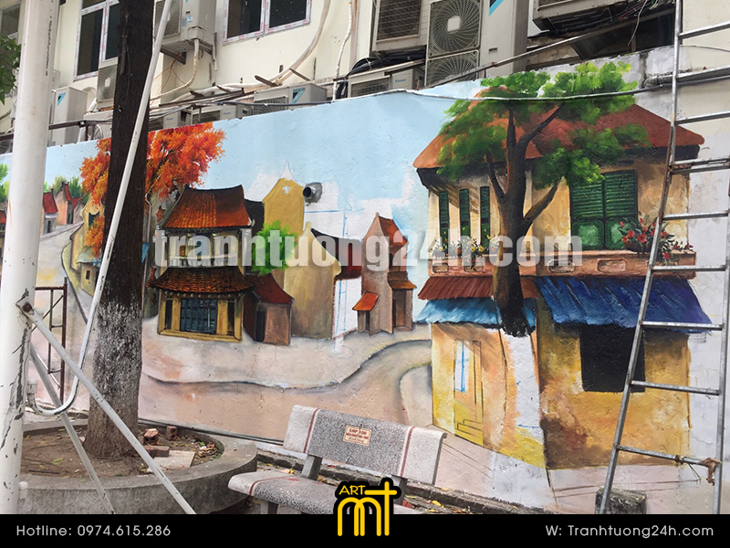 vẽ tranh tường trường thpt việt đức, lý thường kiệt, hà nội