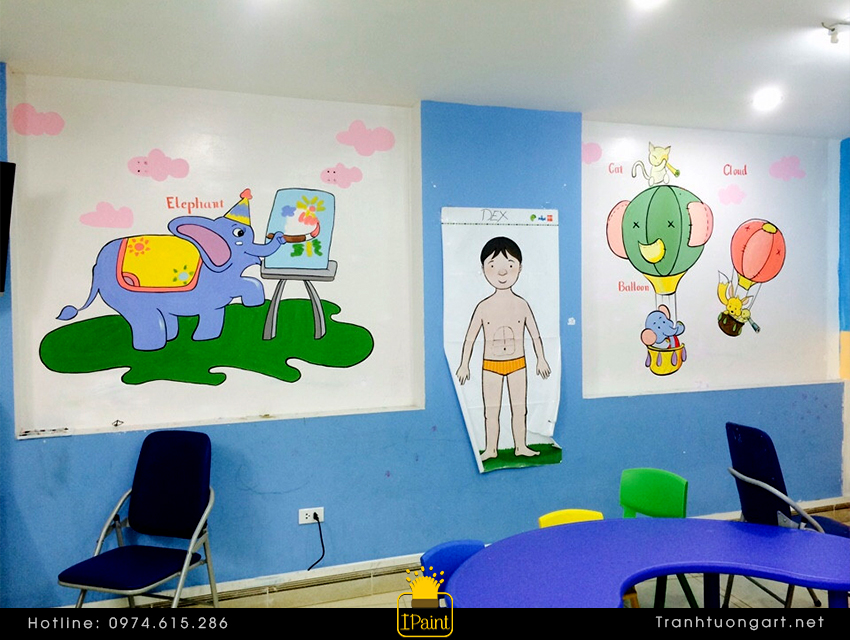 vẽ tranh tường trang trí phòng học (tranhtuong24h.com)