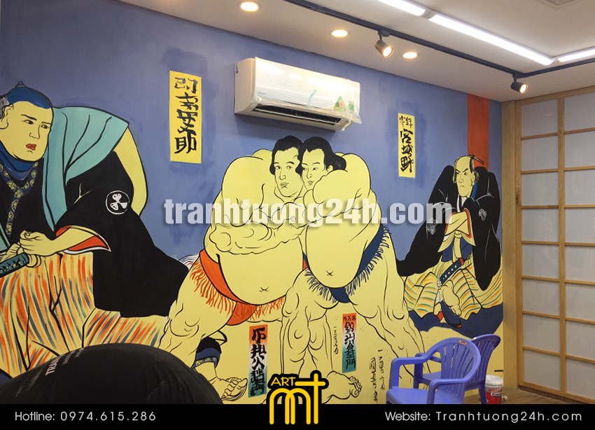 vẽ tranh tường nhà hàng nhật bản