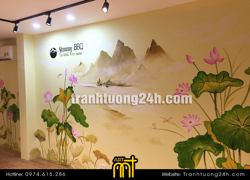 vẽ tranh tường nhà hàng phong cách nhật bản