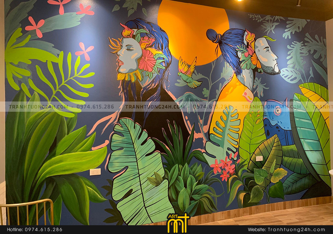 tranh vẽ quán cafe đẹp ấn tượng