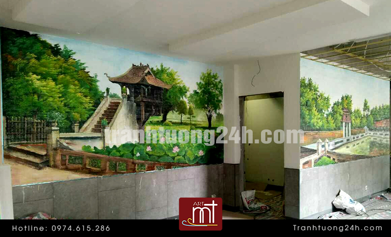 vẽ tranh tường chùa một cột hà nội