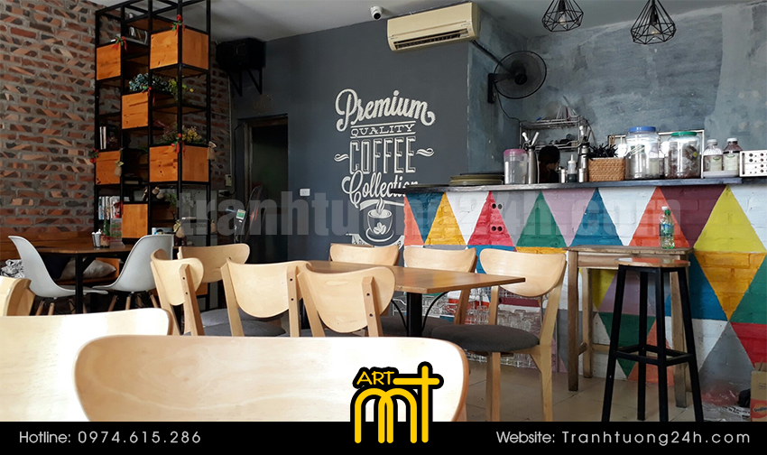 vẽ tranh tường cafe the Sun