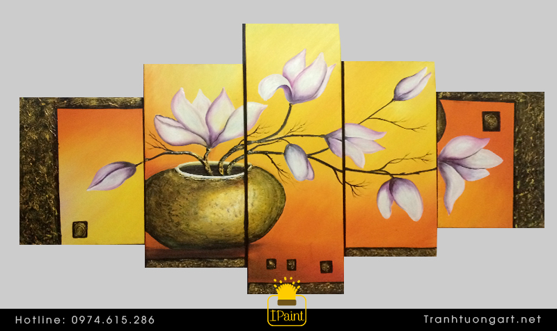 Thiết kế nội thất bằng tranh bộ hoa sen 2