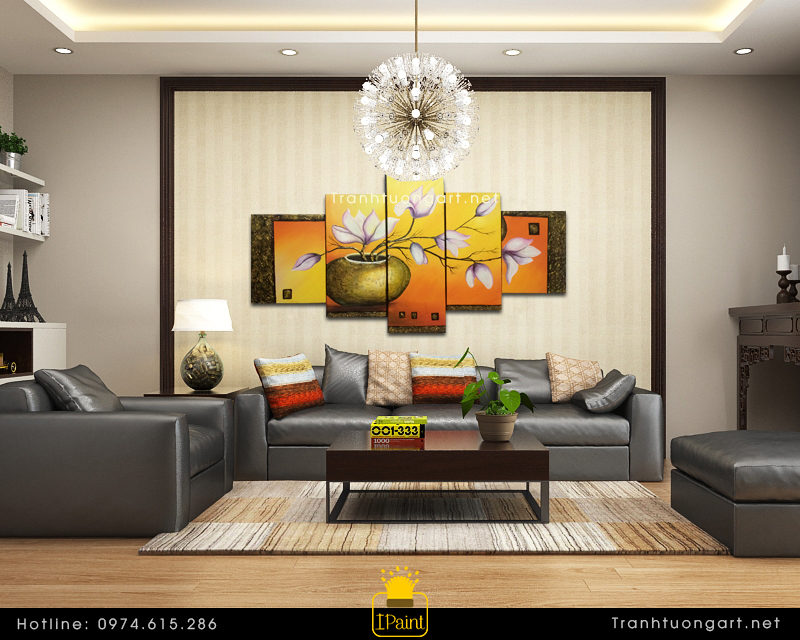 Thiết kế nội thất bằng tranh bộ hoa sen