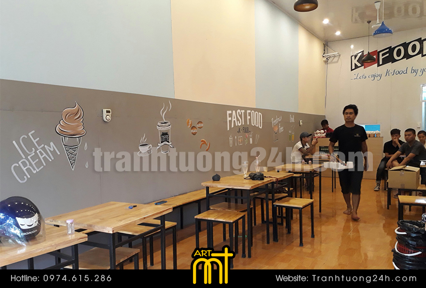 Vẽ tranh tường nhà hàng ăn nhanh hàn quốc K-Food