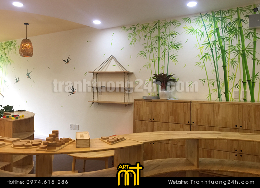 Vẽ tranh tường mầm non Montessori-in-nature