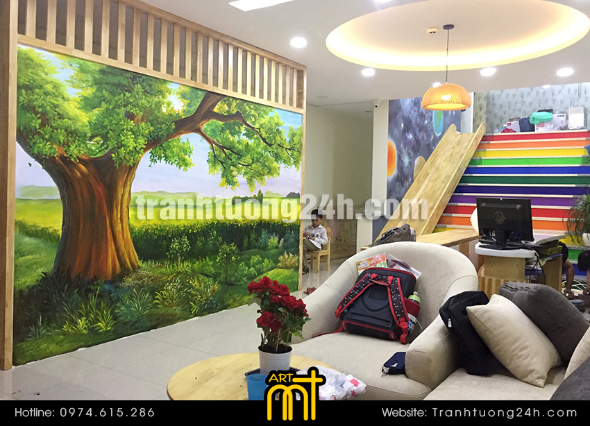 Vẽ tranh tường mầm non Montessori-in-nature