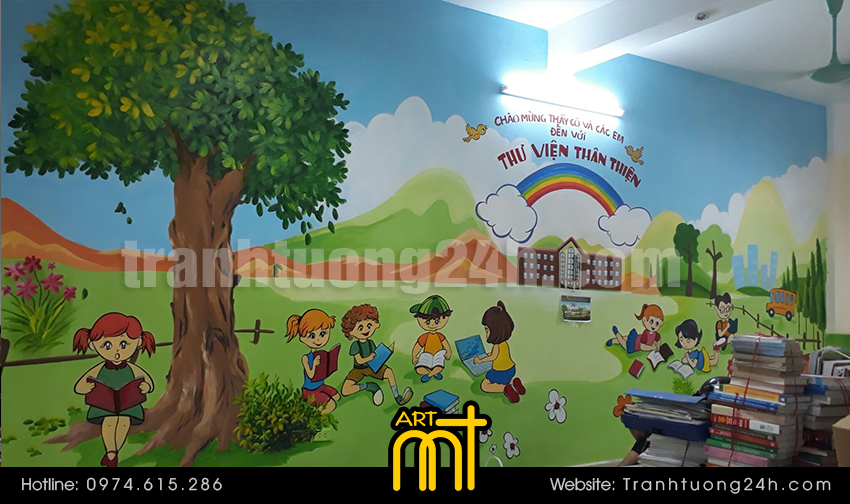tranh tường trường tiểu học
