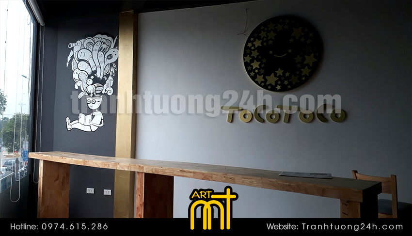 vẽ tranh tường quán trà sữa tocotoco