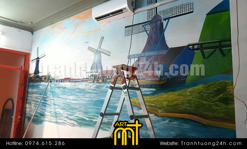 vẽ tranh tường quán trà sữa Omely