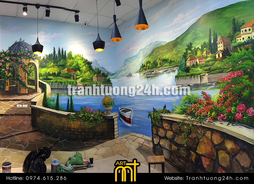 vẽ tranh tường phong cảnh đẹp