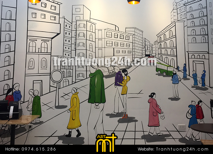 tranh tường trà sữa