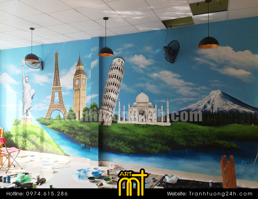 Vẽ tranh tường 3d văn phòng