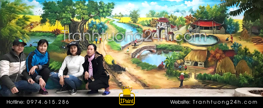 vẽ tranh tường 3d cảnh đồng quê