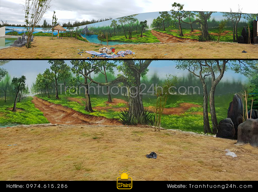 vẽ tranh tường 3d phong cảnh