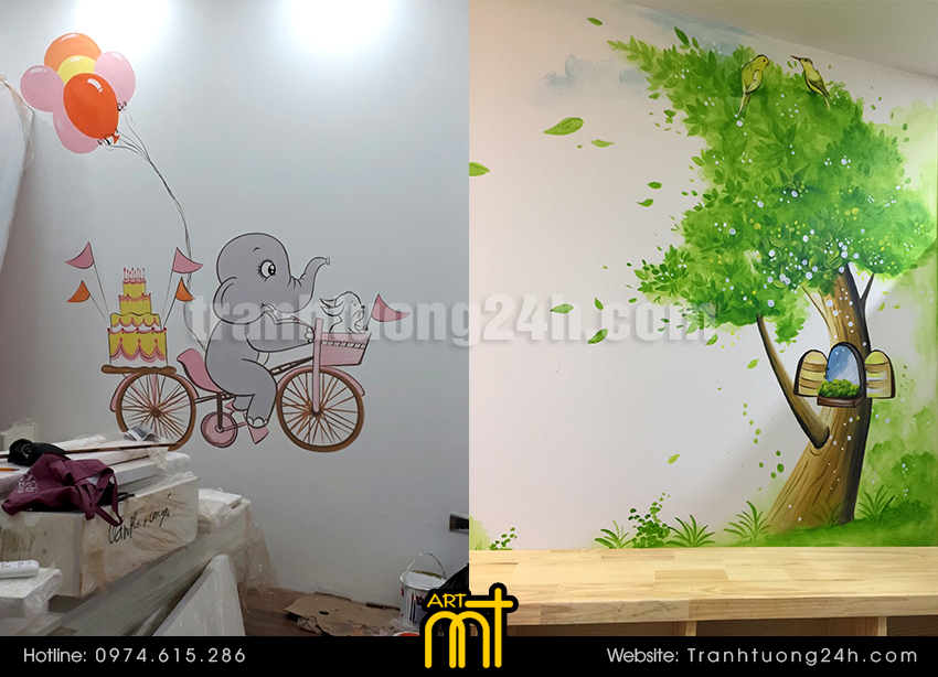 vẽ tranh phòng bé rẻ đẹp hà nội