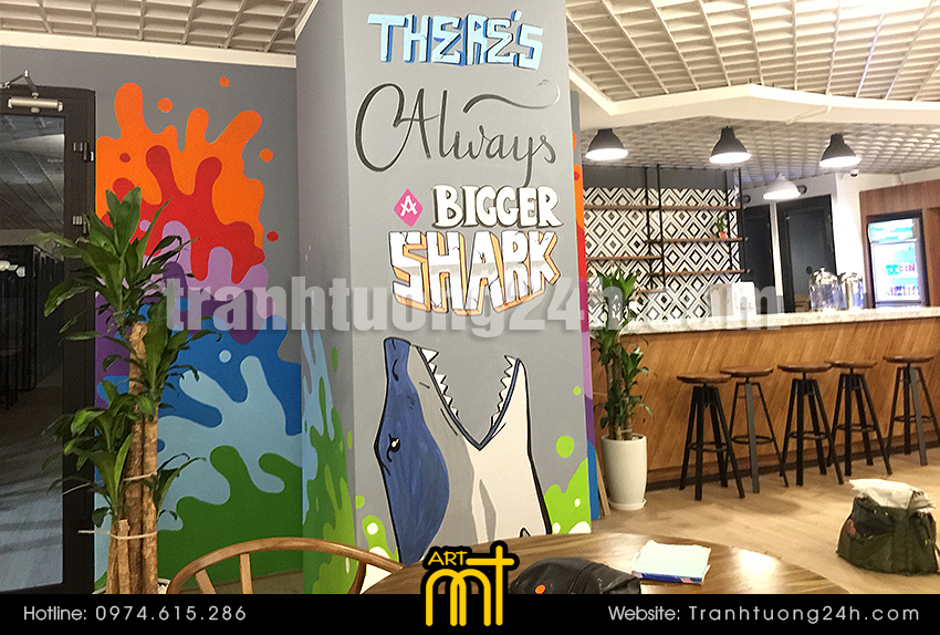 Vẽ tranh tường văn phòng Cogo và tranh chữ typography