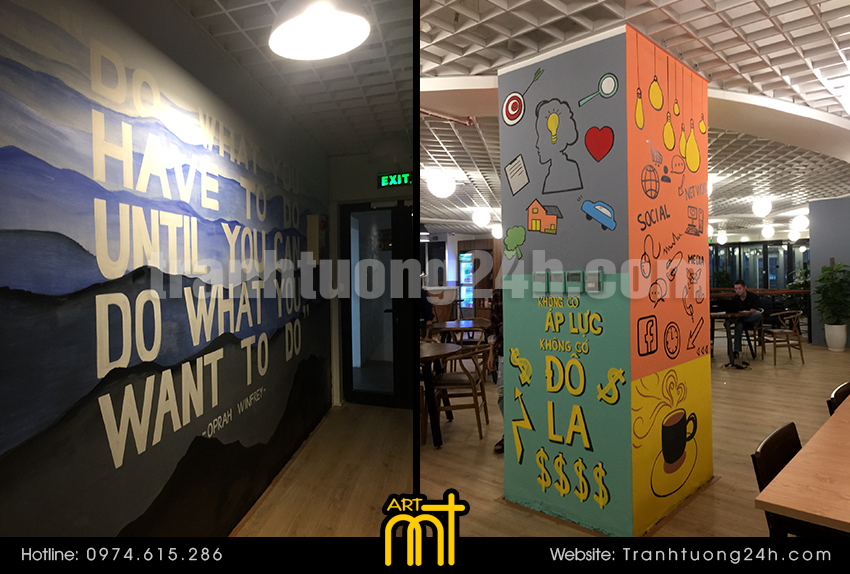 Vẽ tranh tường văn phòng Cogo và tranh chữ typography