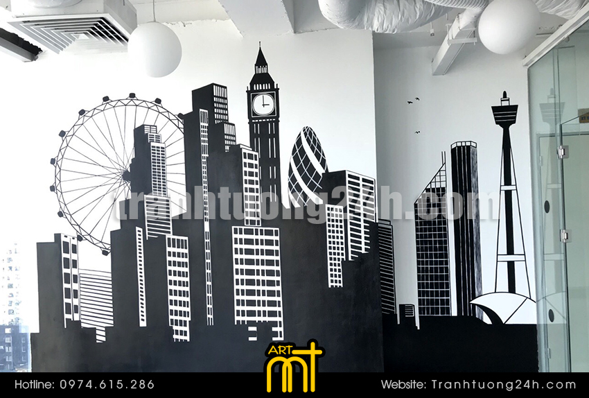 Vẽ tranh tường văn phòng Cogo và tranh chữ typography