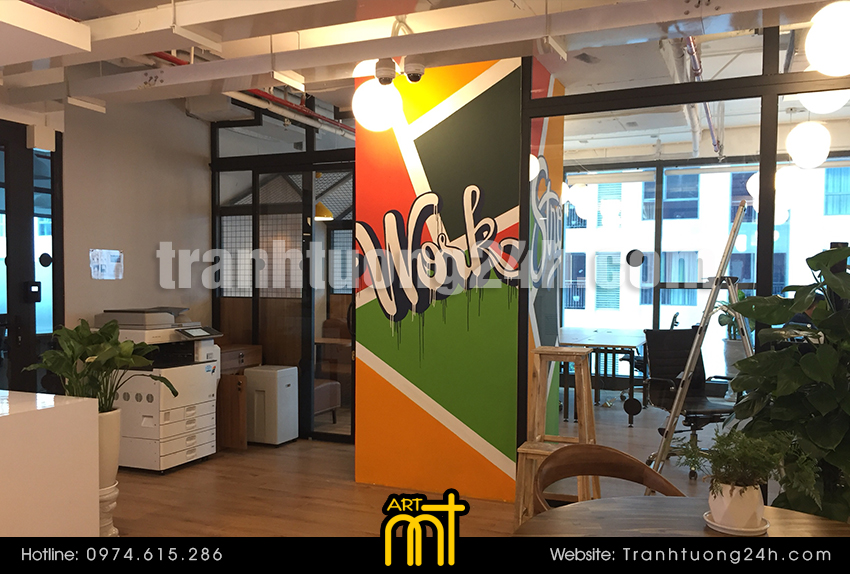 Vẽ tranh tường văn phòng Cogo và tranh chữ typography
