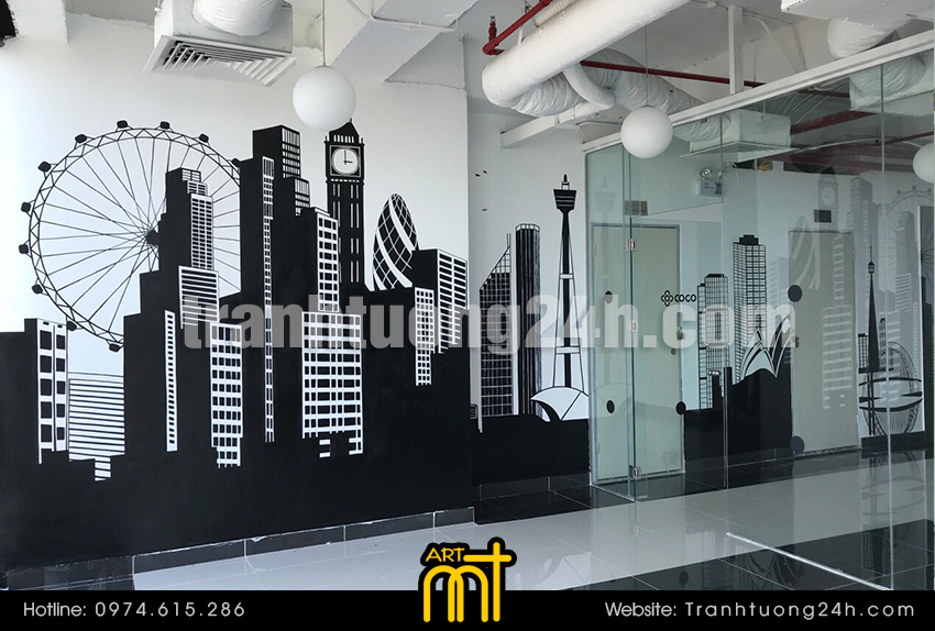 Vẽ tranh tường văn phòng Cogo và tranh chữ typography