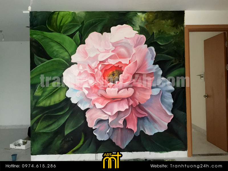 trang trí hoa tranh tường