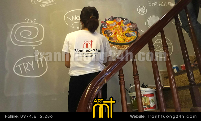 vẽ tranh tường nhà hàng