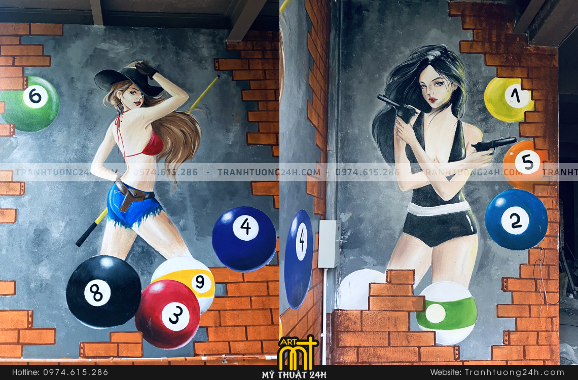 vẽ tranh tường quán bi-a tại hà nội