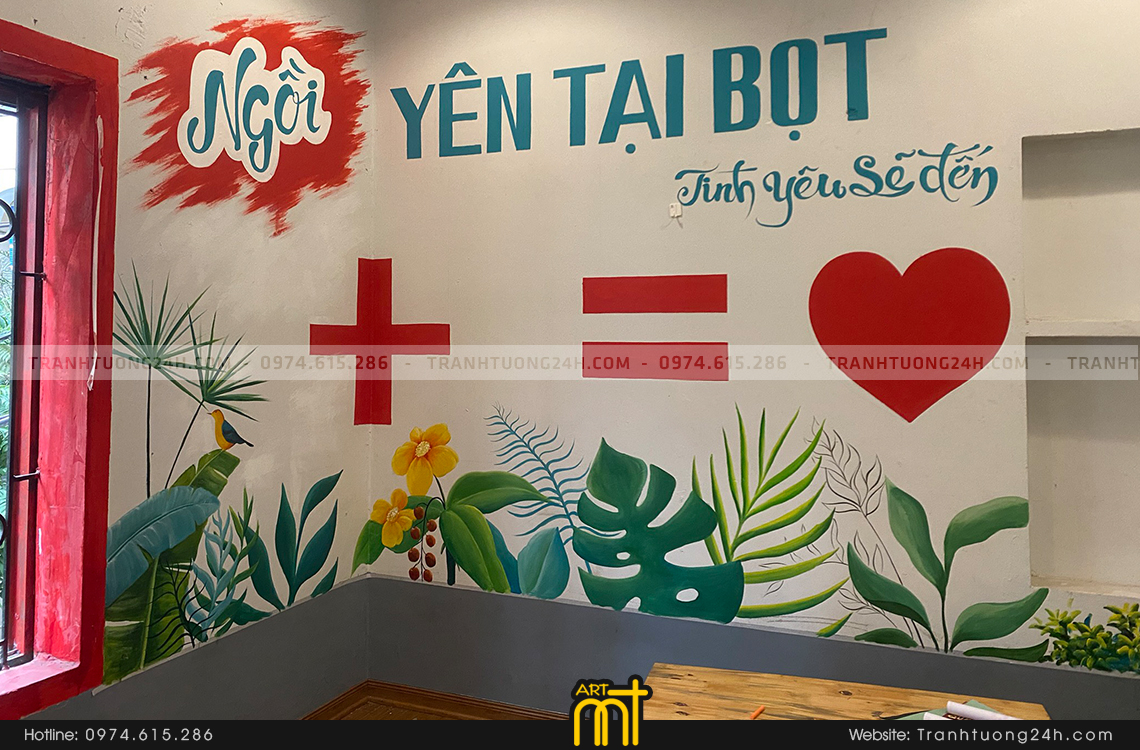 tranh tường caffe bọt