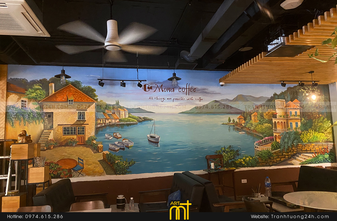 tranh cafe phố tây