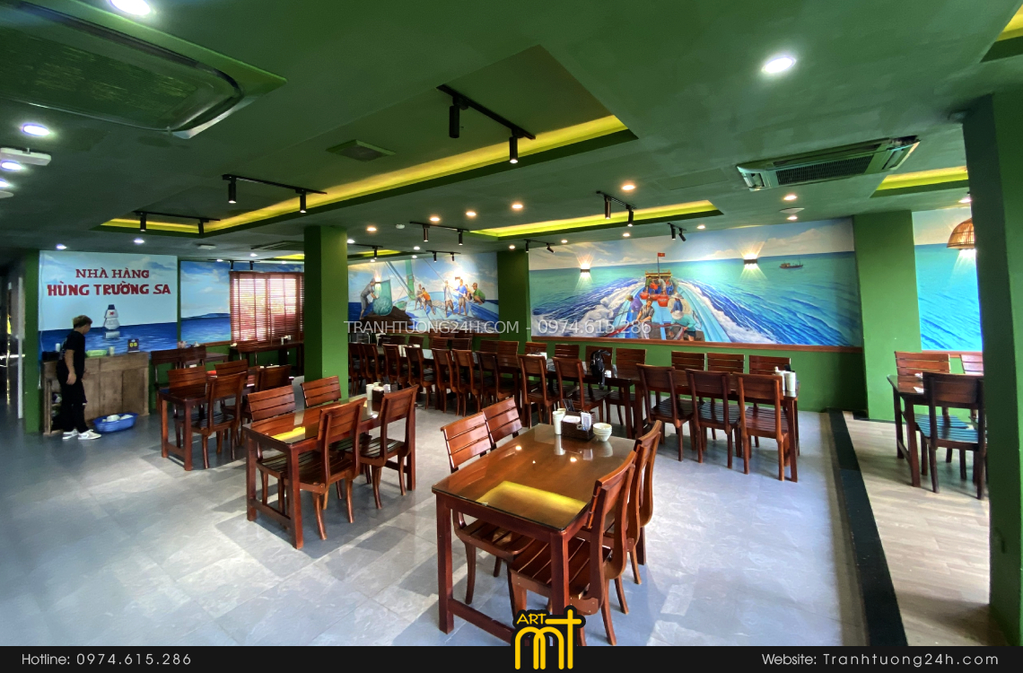 tranh tường rẻ đẹp quán hải sản 7 ở hà nội