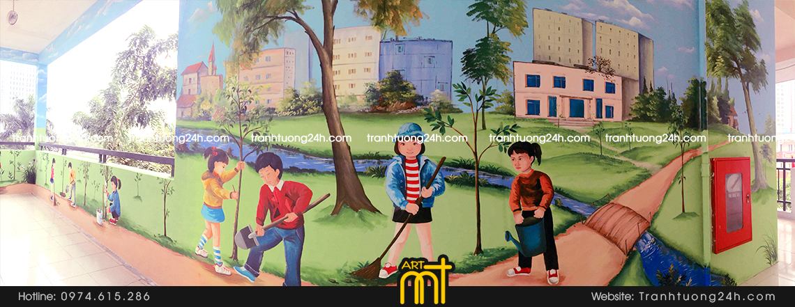 tranh tường trường học