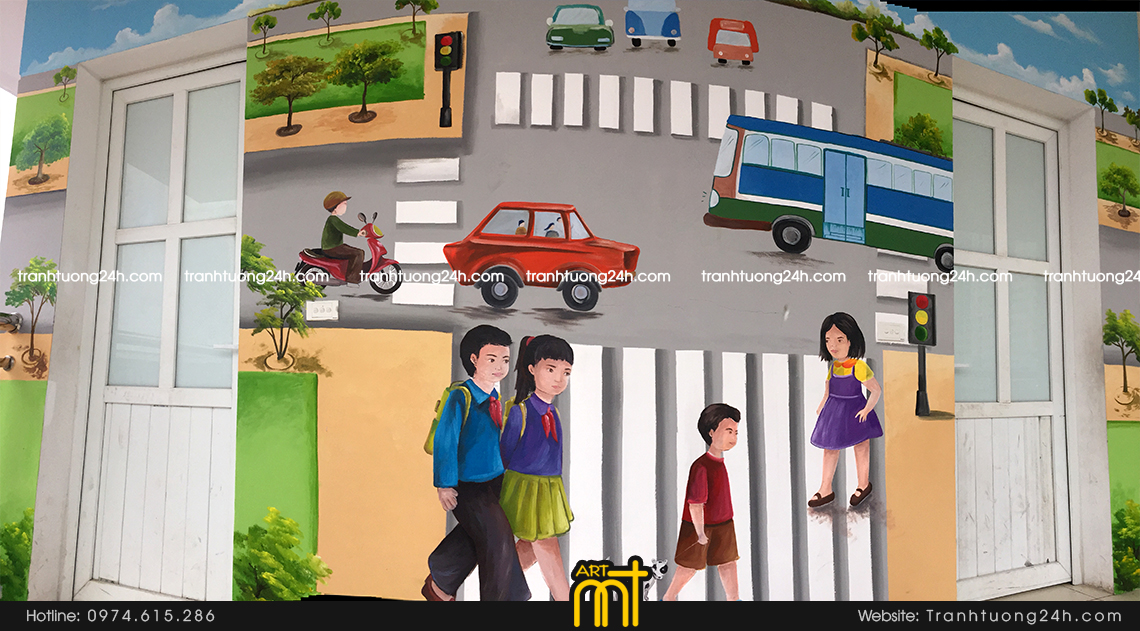 tranh tường trường học