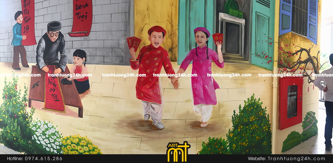 tranh tường trường học