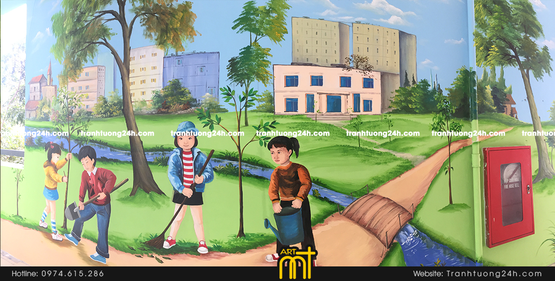 tranh tường trường học thcs