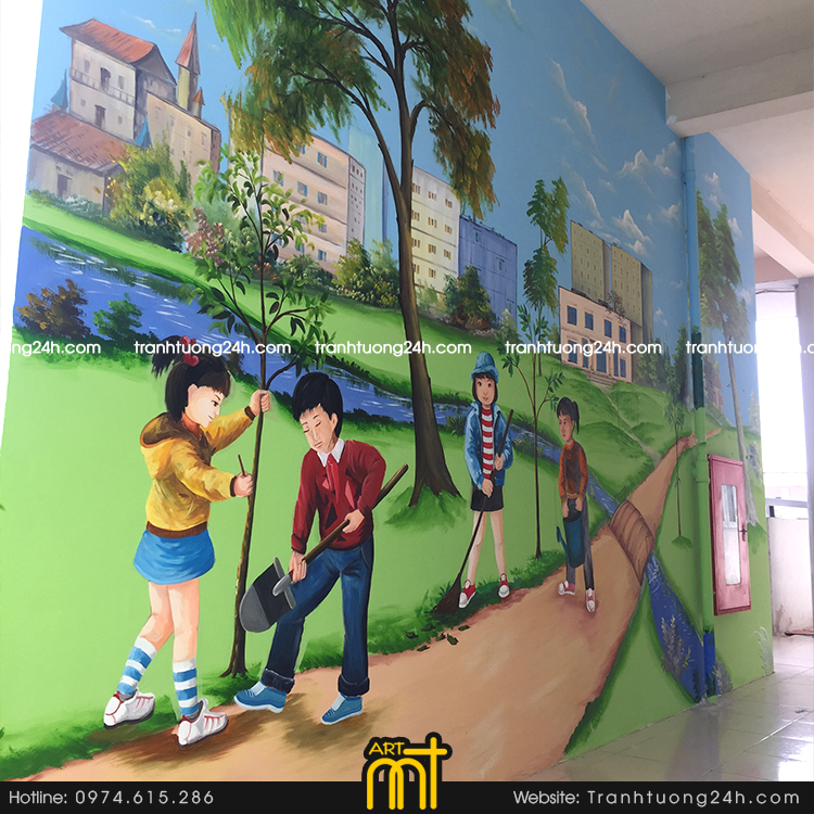 tranh tường trường học