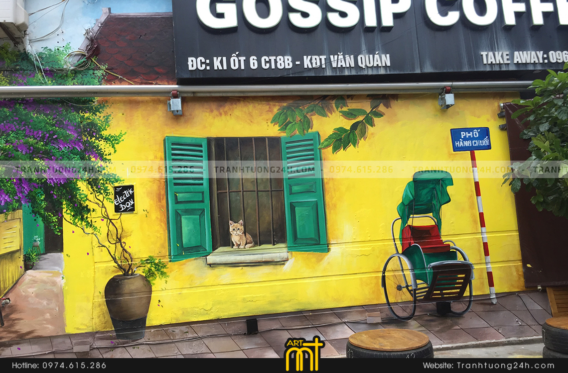 vẽ tranh tường quán cafe